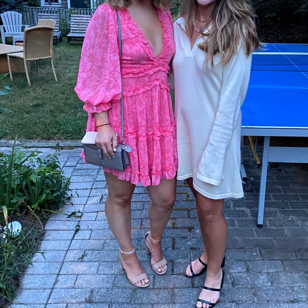 VICI Bright Pink Fit and Flare Ruffle Dress